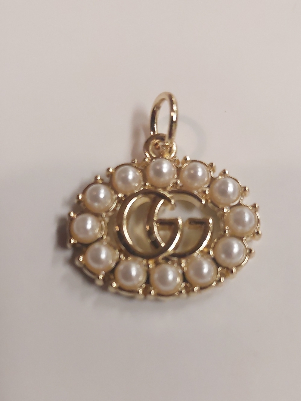Gucci Gold Interlocking Pearl Charm Pendant